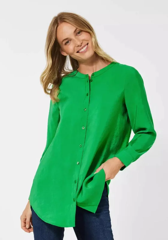 Hot Buy Cecil Grandad Collar Long Blouse, Radiant Green
