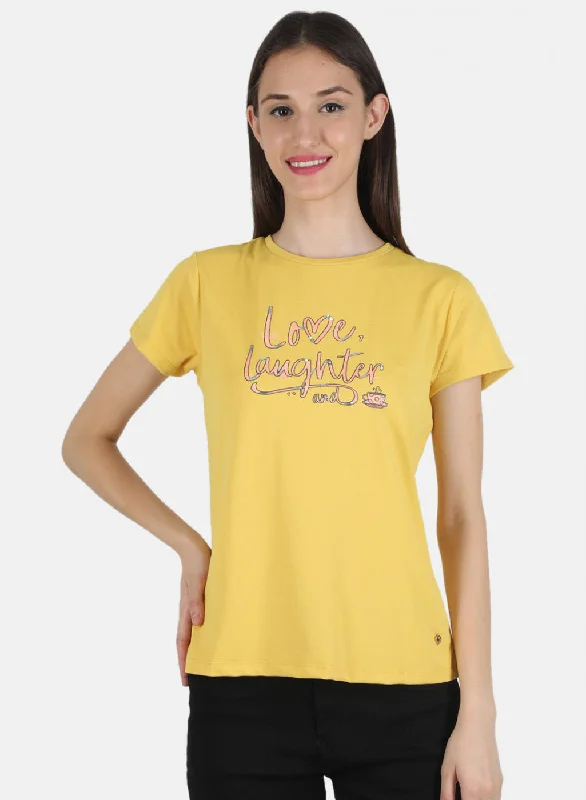 Great Deals Women Mustard Printed Top