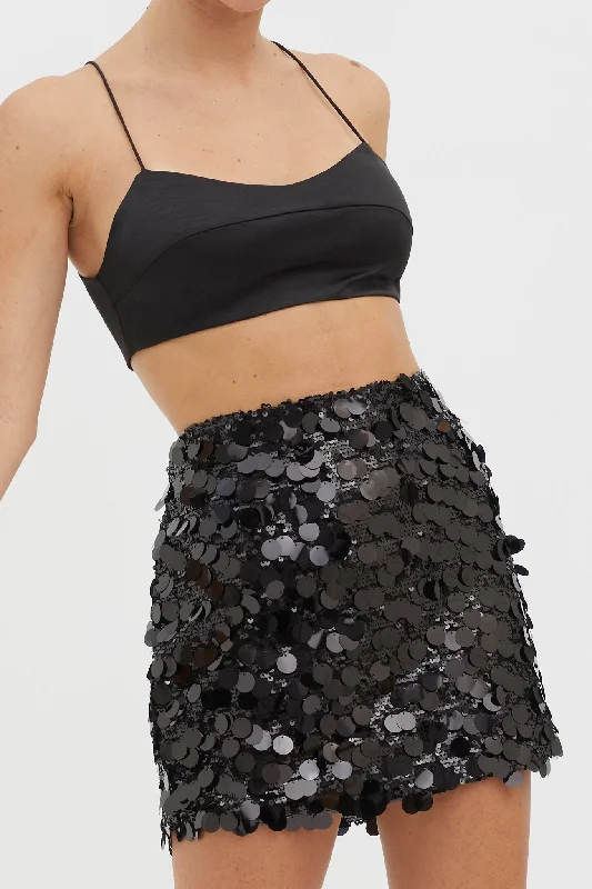 Weekend Specials to Relish Gin Fizz Sequin Mini Skirt Black