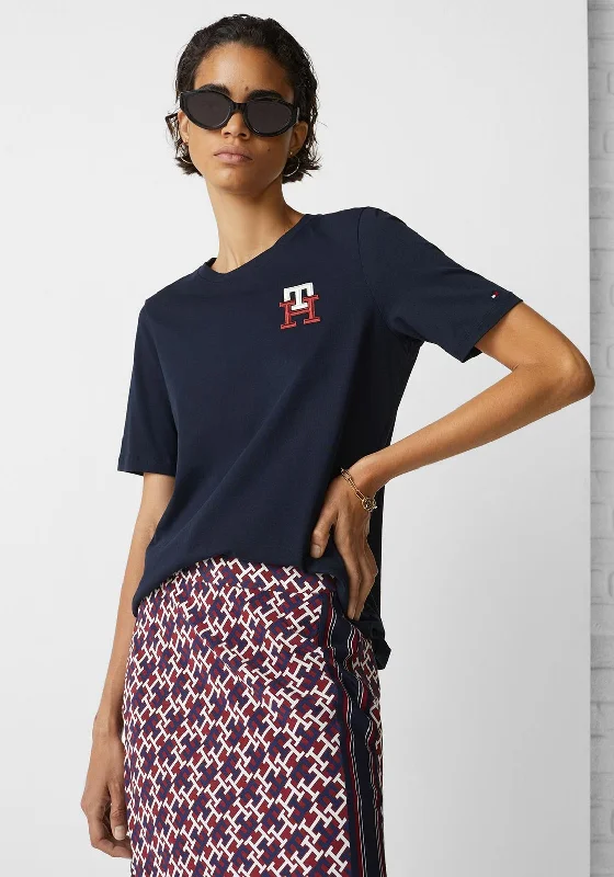 Limited Time Discount Tommy Hilfiger Womens Monogram Emblem T-Shirt, Desert Sky