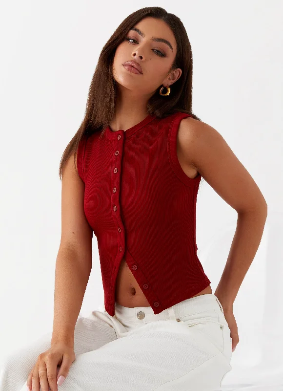 Weekend Offers That Impress Blair Buttoned Tank Top - Ribbed Knit