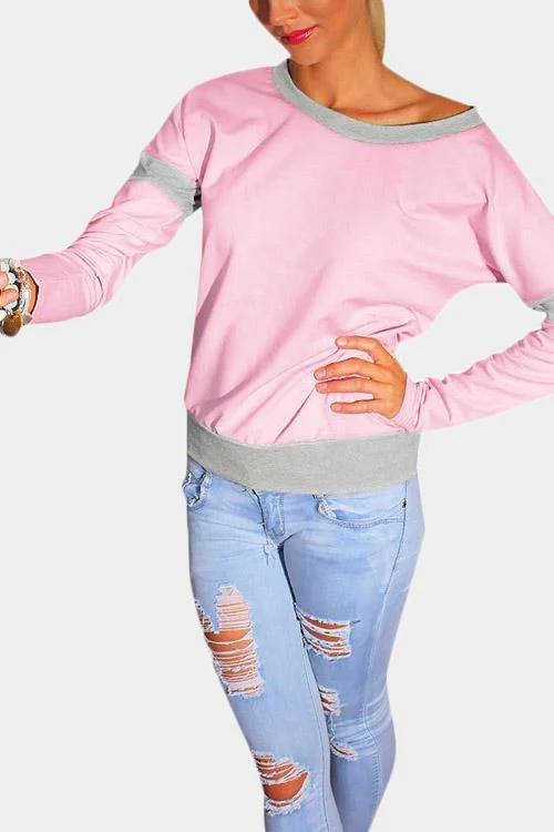 Best Seller Custom Round Neck Long Sleeve Pink T-Shirts