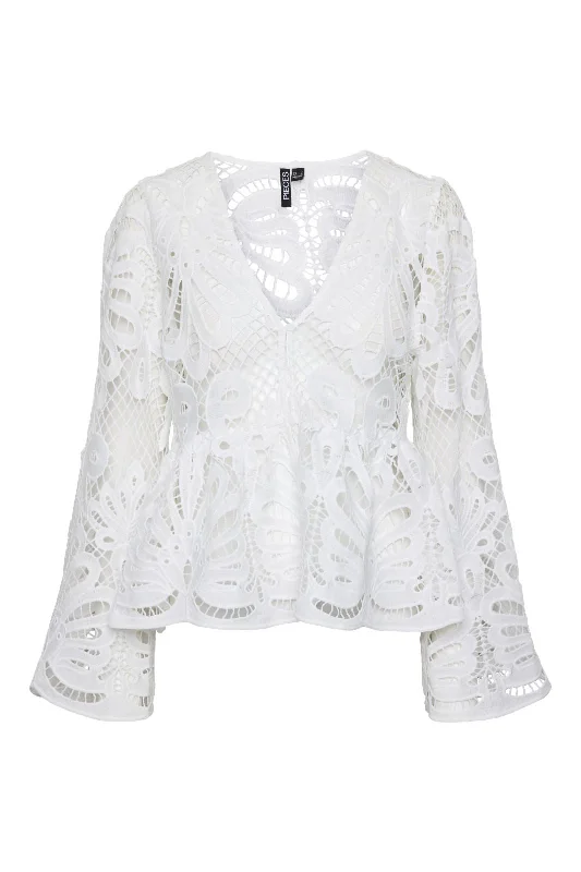 Super Savings Pieces - Pcwinsta Ls V-Neck Top - 4624223 Bright White