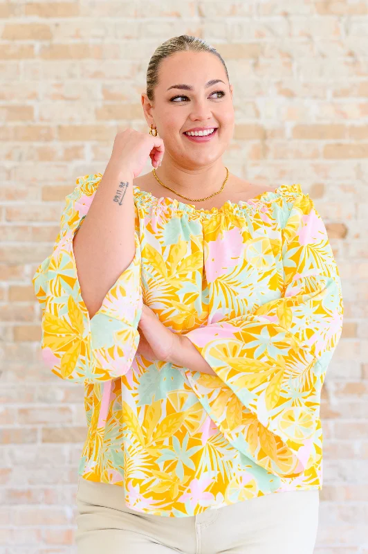 Warehouse Sale Rich Spirit Off Shoulder Bell Sleeve Blouse