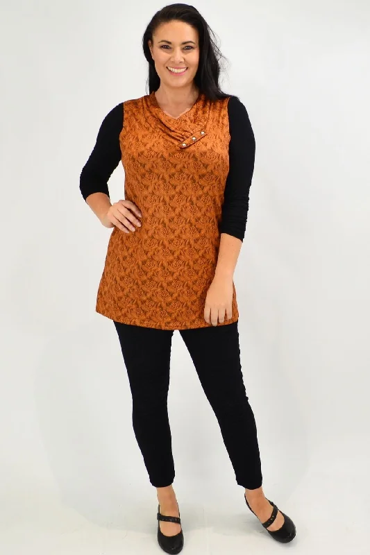 Price Reduction Caramel Rose Sleeveless Tunic Top