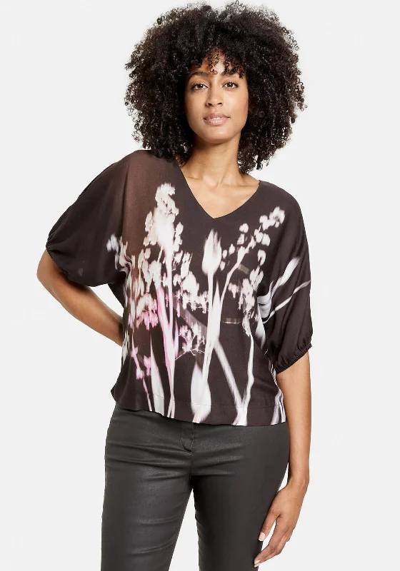 Super Bargain Gerry Weber Abstract Short Sleeve Top, Brown Multi