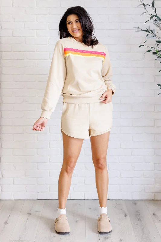 Buy Today Retro Rainbow Shorts Set in Tan