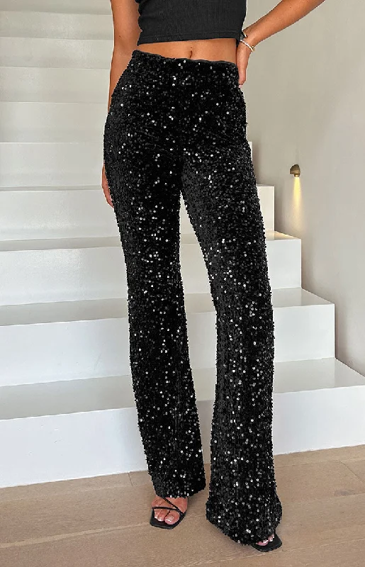 Pay Less Glimmer Glimmer Black Sequin Pants
