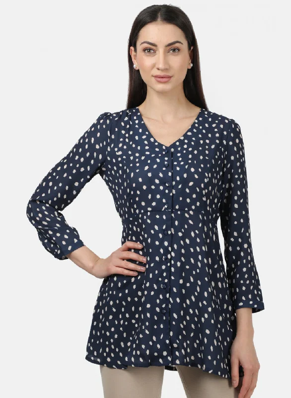 Crazy Deals Womens Blue Printed Top
