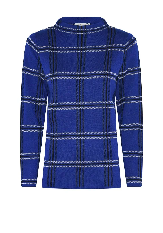 Stock Up and Save Micha Tartan Knit Jumper, Blue