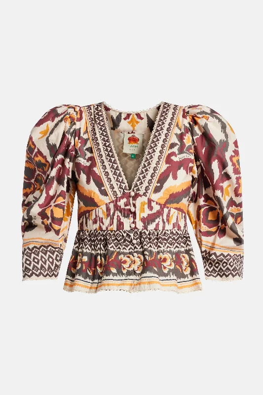 Big Savings Toucans Scarf Puffed Sleeve Blouse