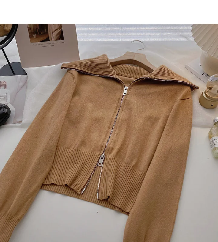 Celebrate the Weekend with Discounts Korean fashion short Lantern Sleeve zipper top 6647 Celebrate the Weekend with Discounts Korean fashion short Lantern Sleeve zipper top 6647