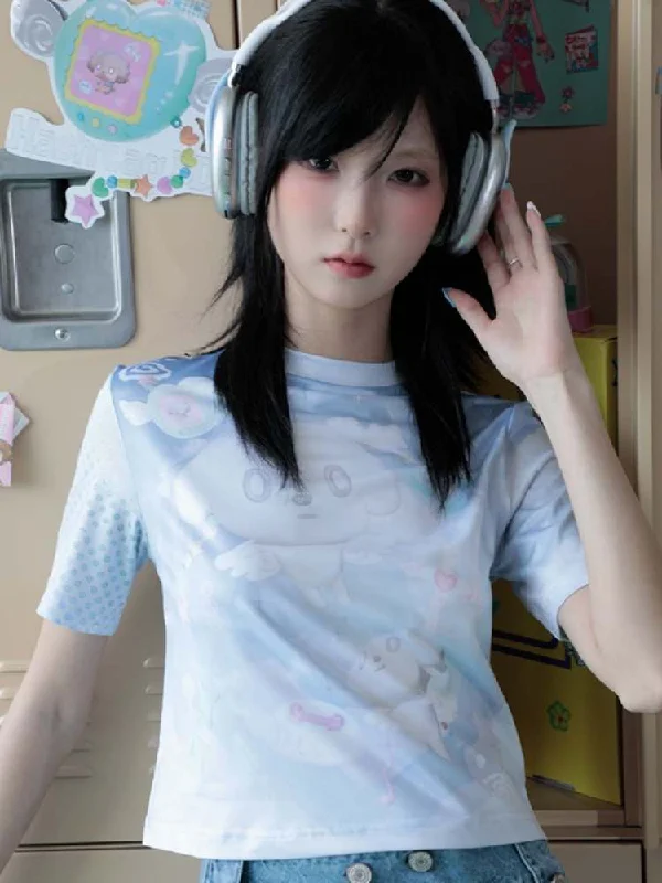 Weekend Shopping Extravaganza Y2K "DBAO" Angel Puppy Electronic World Short Sleeve Tee [S0000008545]