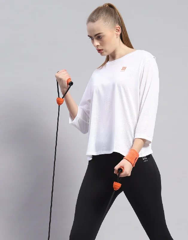 Huge Savings Women White Solid Round Neck Half Sleeve Top
