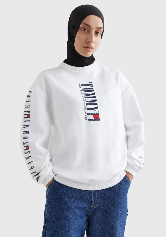 Year-End Clearance Tommy Jeans Womens Archive Crew Sweatshirt, White