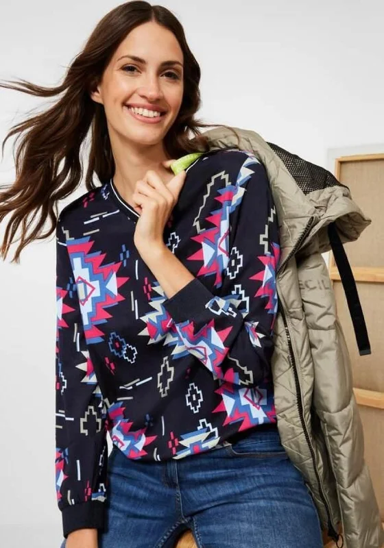 Unmissable Offer Cecil Ikat Print Top, Night Sky Blue Multi