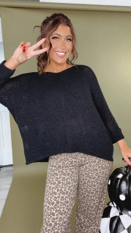 Weekend Deals That Impress Windy City Loose Knit Sweater, Black