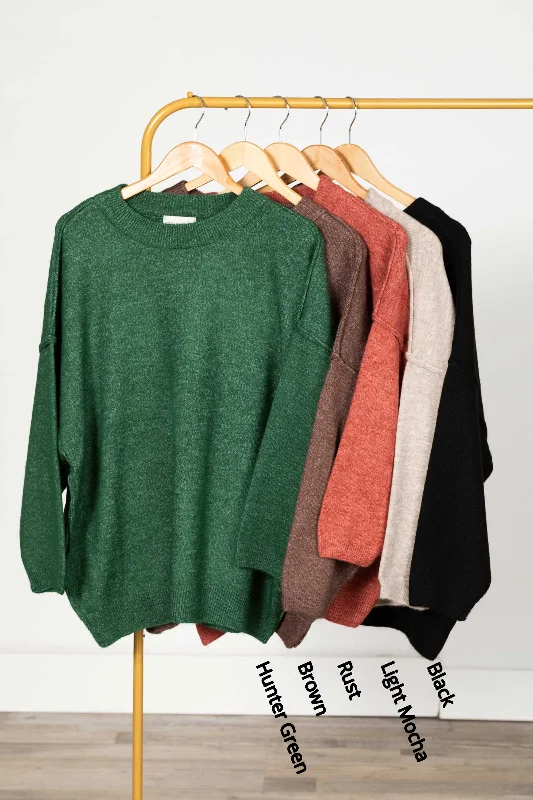 Weekend Discounts You Deserve Oversized Round Neck Raw Seam Melange Sweater