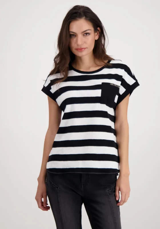 Weekend Specials to Love Monari Striped Patch Pocket T-Shirt, Black & White