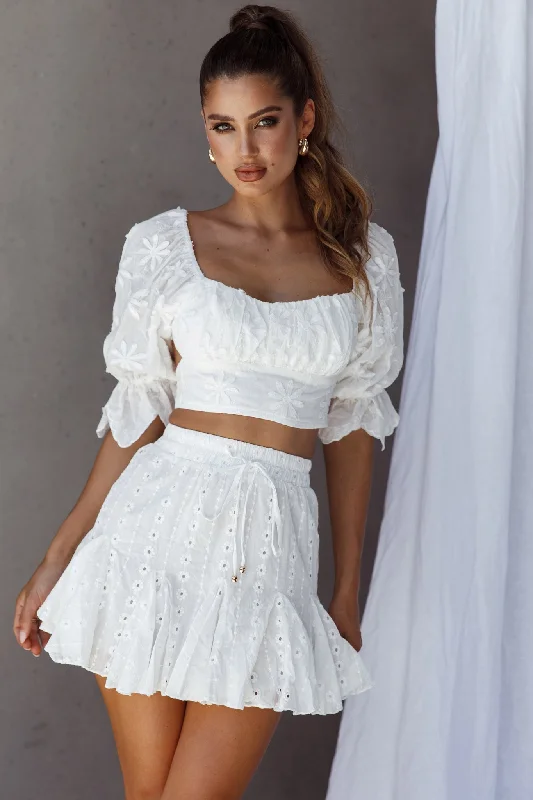 Lowest Prices Passing By Tied Back Crop Top White