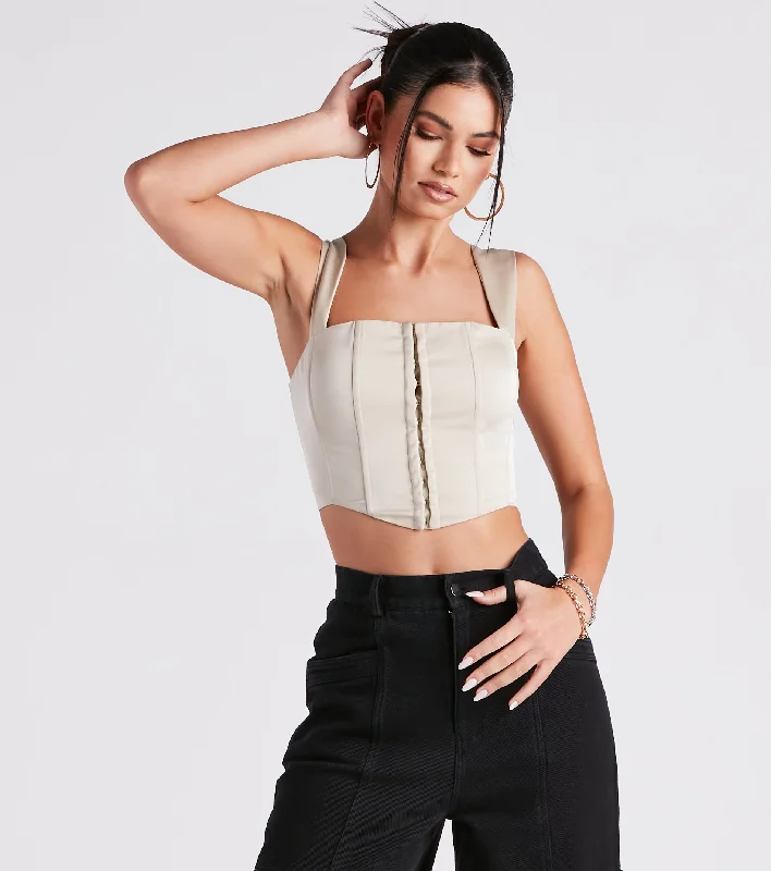 Epic Value Meant To Be Satin Lace Up Corset Top