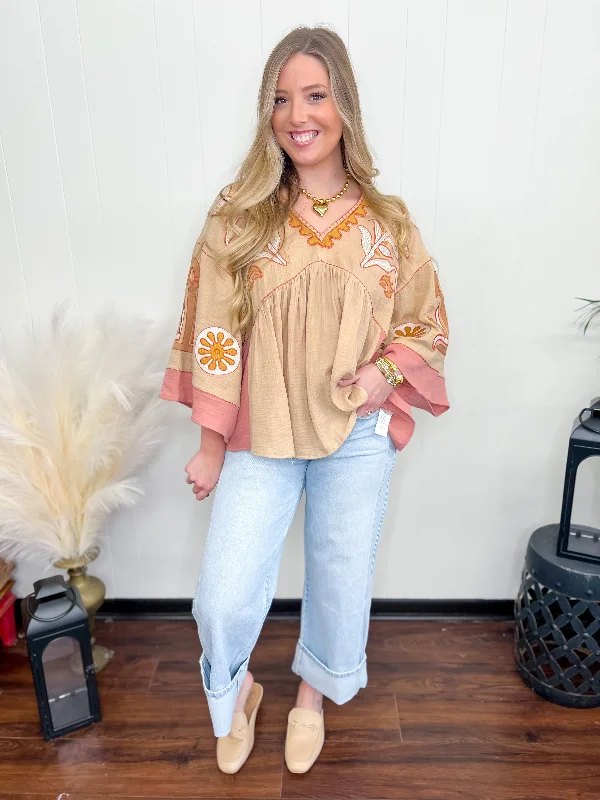 Time-Sensitive 5 O'Clock Somewhere Top-Khaki