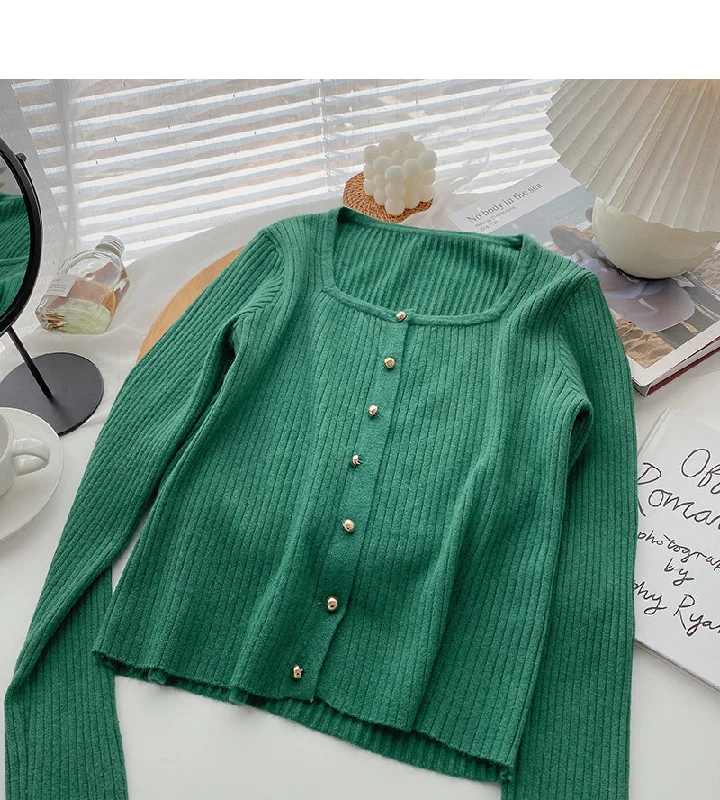 Act Fast Long sleeve Pullover small square neck sweater  6636