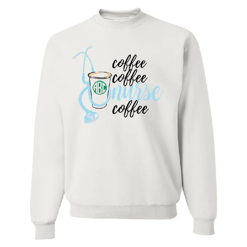 Discount Extravaganza Monogrammed 'Coffee & Nurse' Crewneck Sweatshirt
