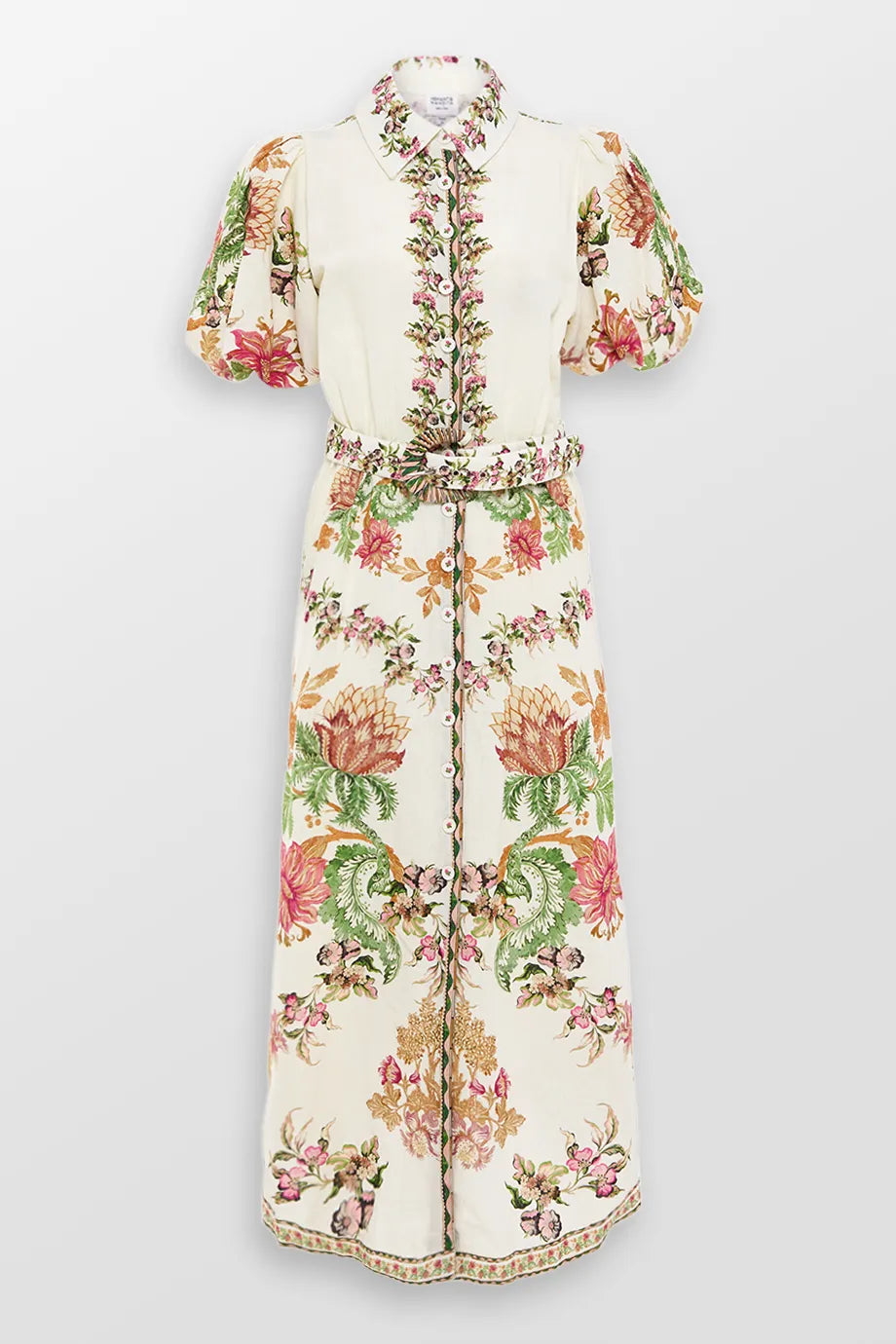 Don't Miss Out Pahi Floral Shirt Maxi Dress Handcrafted Buttons And Belt