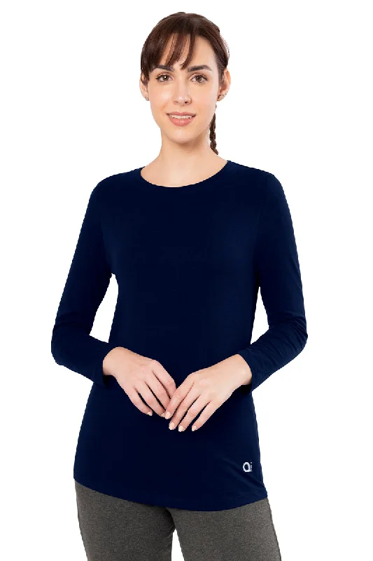 Don't Delay Essential Long Sleeve Round Neck T-Shirt - Midnight