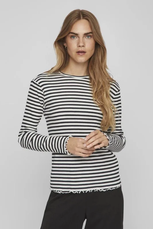 Fantastic Deals Vila - Vithessa O-Neck L/S Top - 4249450 Black Cloud Dancer