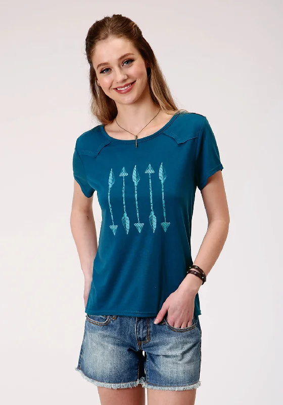 Price Meltdown Roper Womens Navy Poly/Rayon Arrows Swing S/S T-Shirt