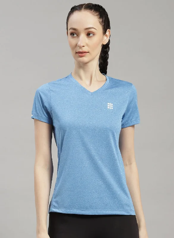 Act Fast Women Blue Solid Top