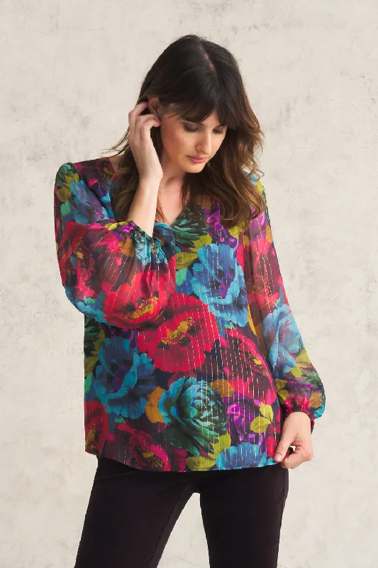 Clearance Sale Printed Lurex Stripe Blouse