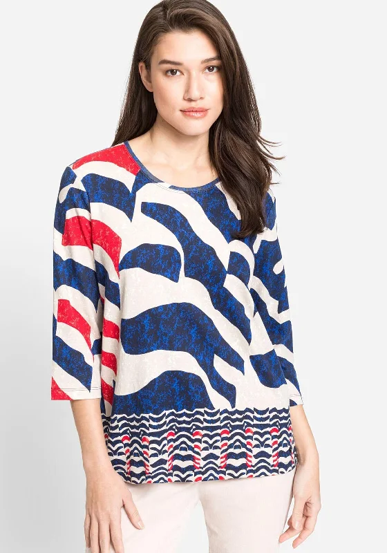 Take Advantage Olsen Abstract Print T-Shirt, Blue & Red Multi