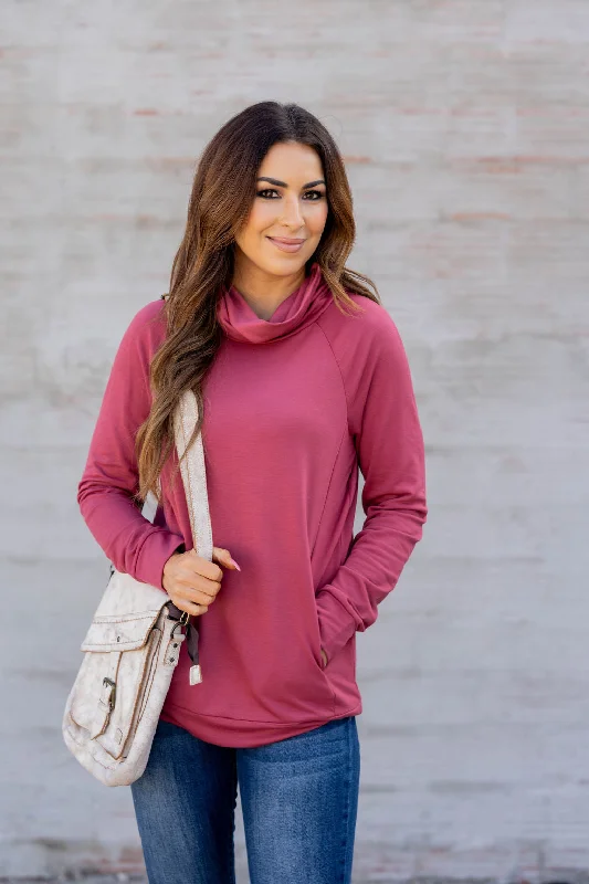 Reduced Prices Simple Cowl Neck Sweatshirt