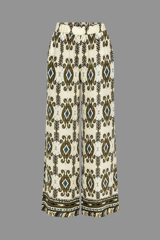 Sale Event Bohemian Print Shirred Waistband Trousers
