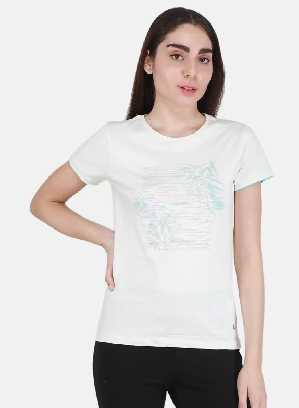 Weekend Discounts to Enjoy Women Off White Printed Top