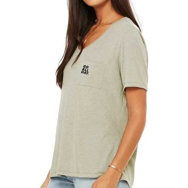 Mega Sale Women's Flowy Pocket Tee (Olive)