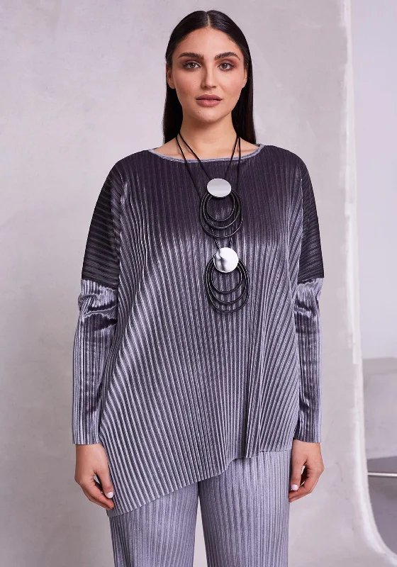 Super Sale Ora Pleated Velvet Top, Silver