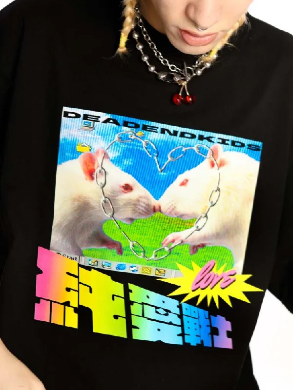 Weekend-Only Price Drops "Pure Love Warrior" Subculture American Loose T-Shirt [S0000008561]