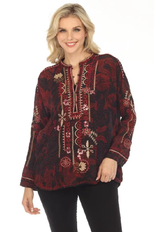 Midnight Madness Johnny Was Biya Belina Silk Embroidered Tunic Top Boho Chic B23823AO Midnight Madness Johnny Was Biya Belina Silk Embroidered Tunic Top Boho Chic B23823AO