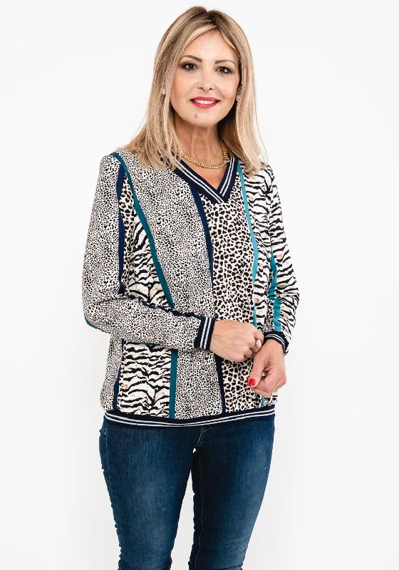 Weekend Specials to Indulge In Leon Collection Mix Animal Print Top, Multi