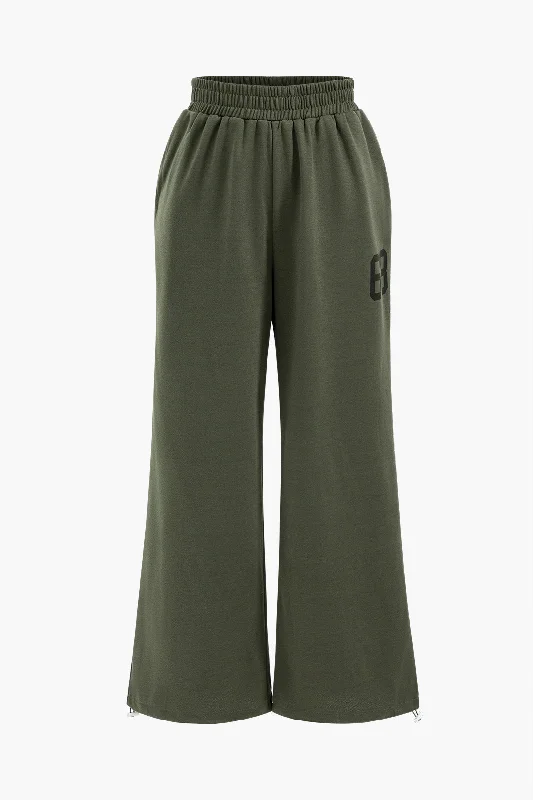 Weekend Bargains to Relish Digital Pattern Print Shirred Waistband Pocket Trousers