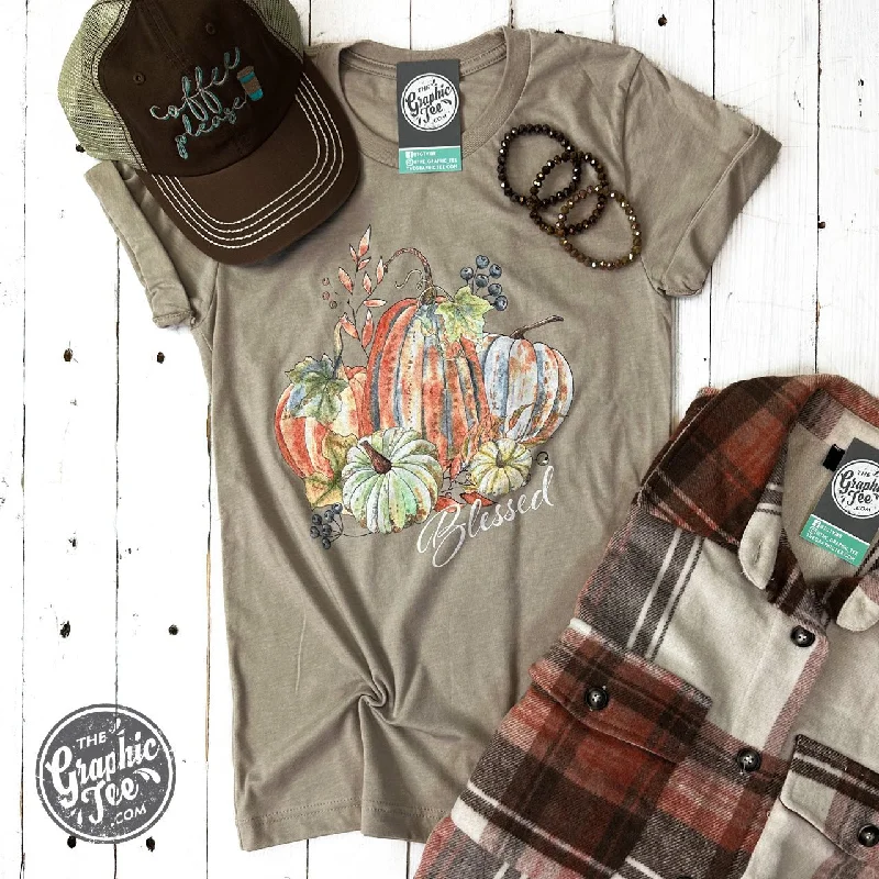Discount Days Blessed Pumpkin Heather Tan Short Sleeve Tee
