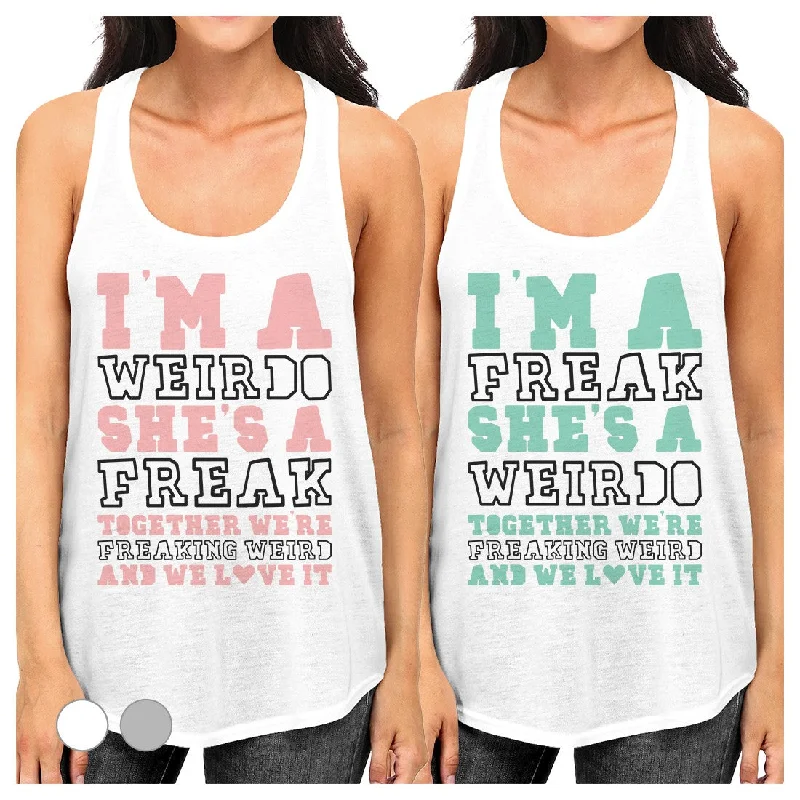 Final Clearance Weirdo Freak Best Friend Gift Shirts Womens Cute Graphic Tank Tops