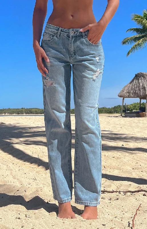 Shop the Weekend Away Hazy Low Waist Blue Denim Jeans