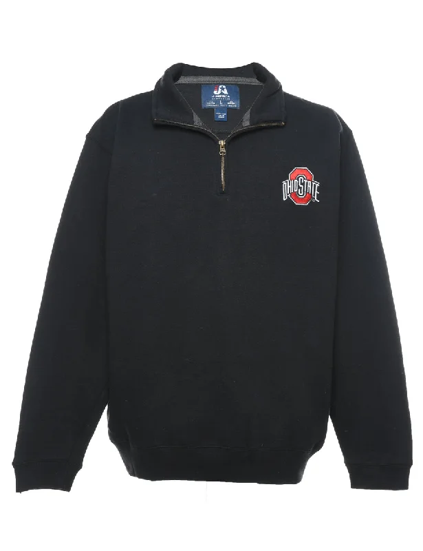 Weekend Savings Bonanza Black Quarter-Zip Ohio State Embroidered Plain Sweatshirt - L