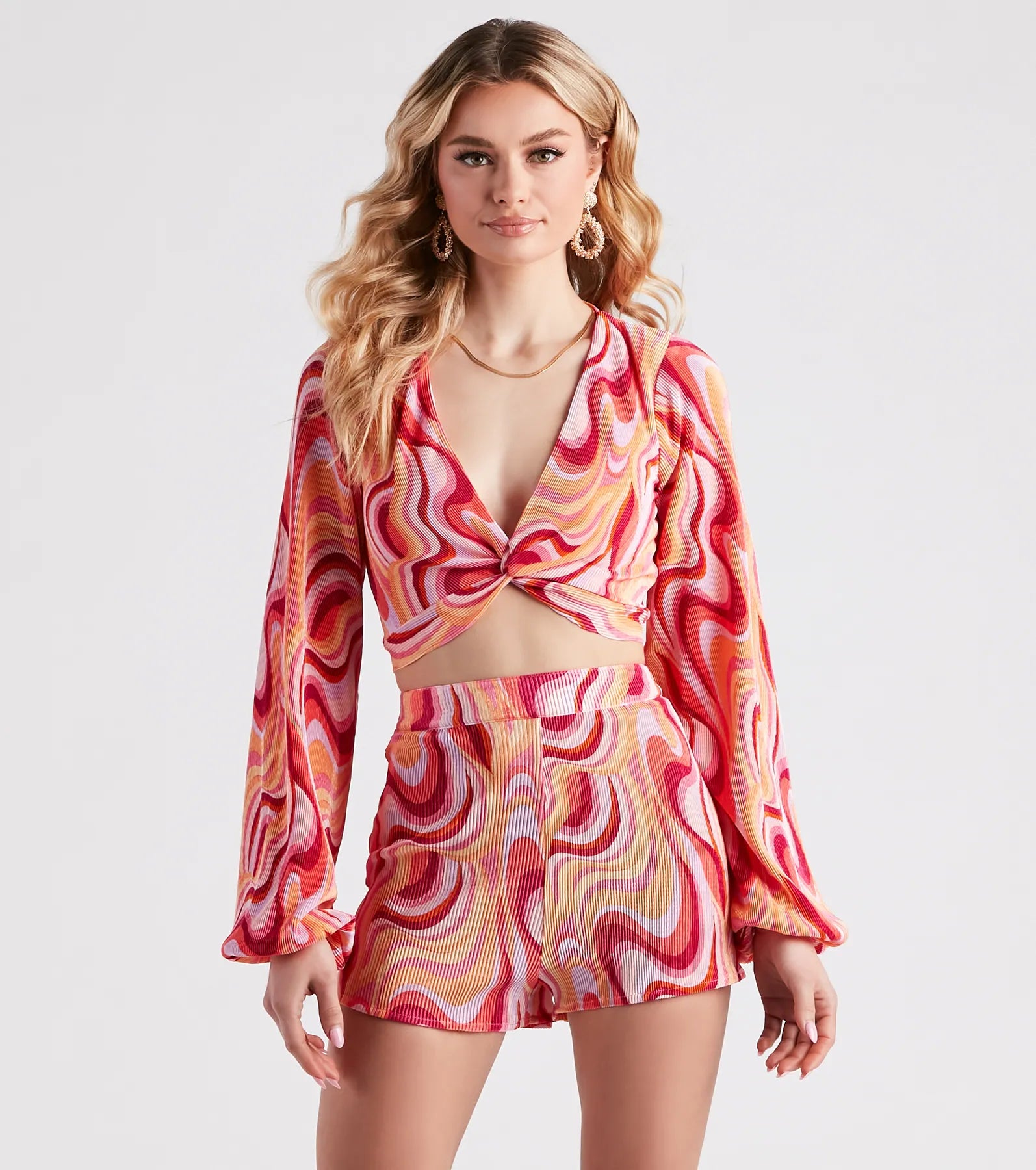 Daily Deals So Retro Swirl Print Crop Top