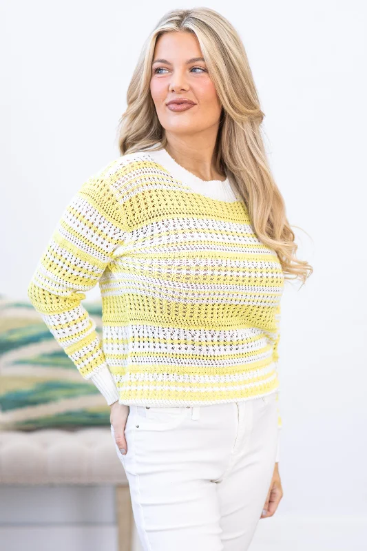 Online Deal Light Olive Crochet Colorblock Sweater
